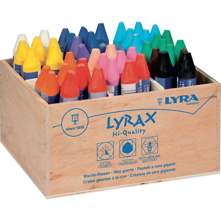 Classpack craies a la cire d abeille lyrax lyra            ergonomique forme             triangulaire 9 cm 48 unites