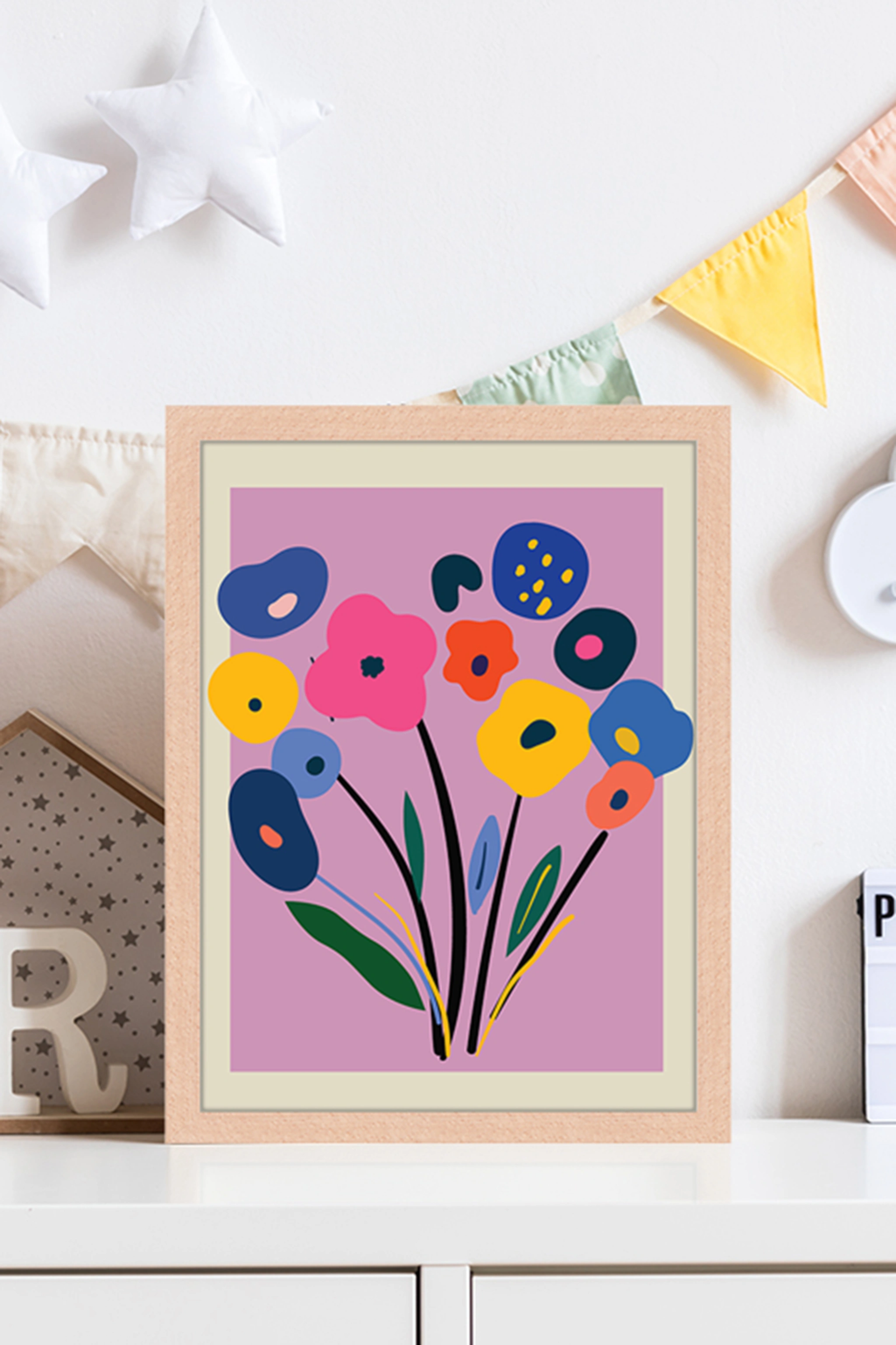 Milan Moon Wandbild STRAUß mit Rahmen