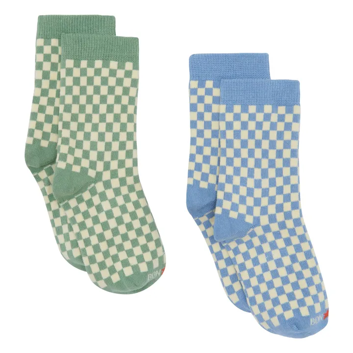 Bonton Lot 2 Paires de Chaussettes Damier | Bleu