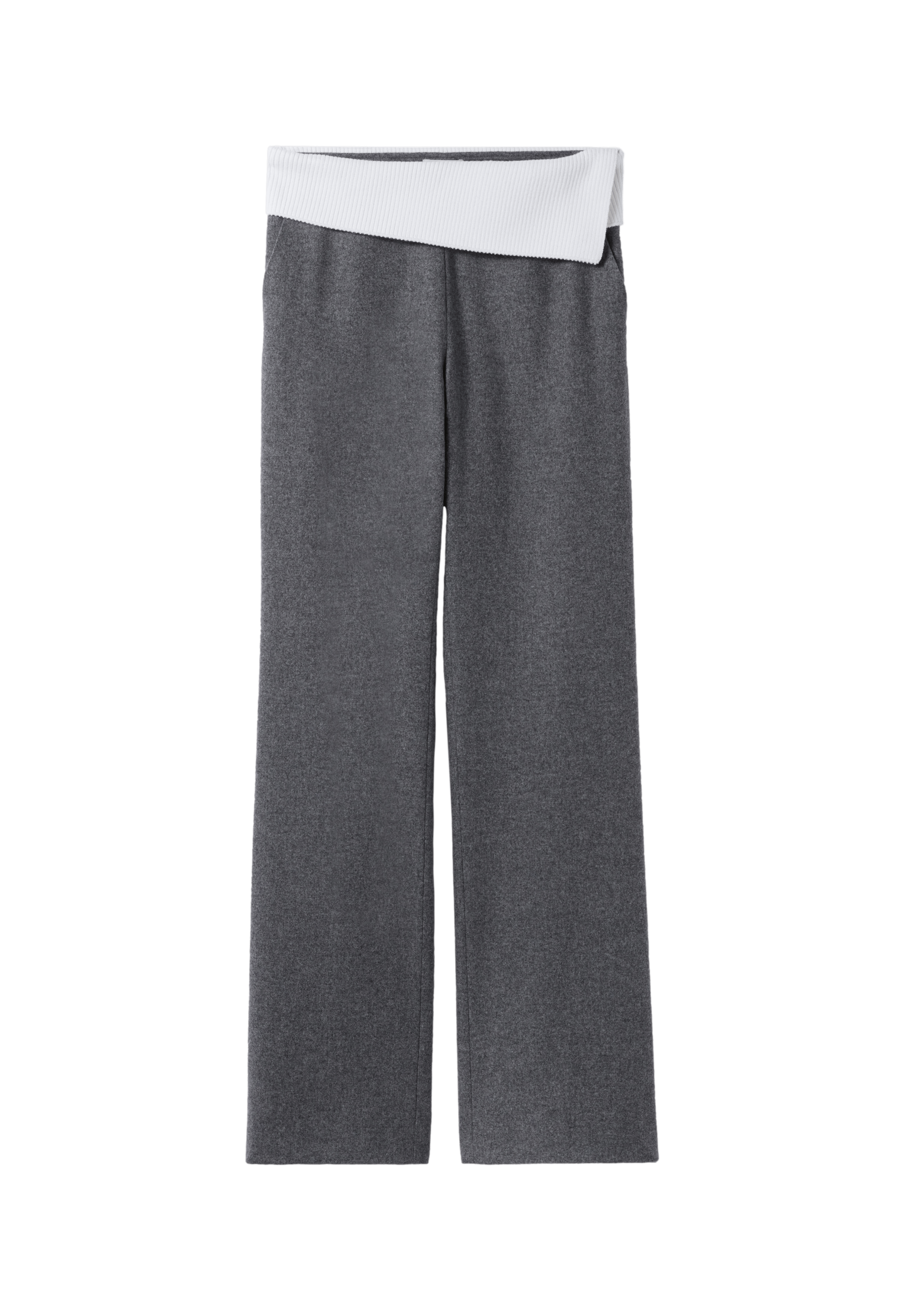 Pantalon droit en laine mélangée | Gris