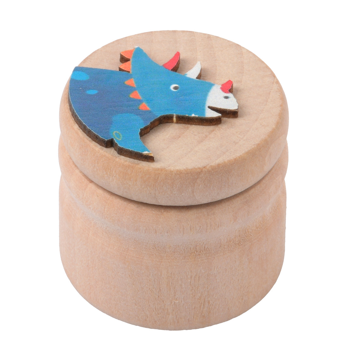 Topolino Milchzahndose Triceratops aus Holz blau / natur