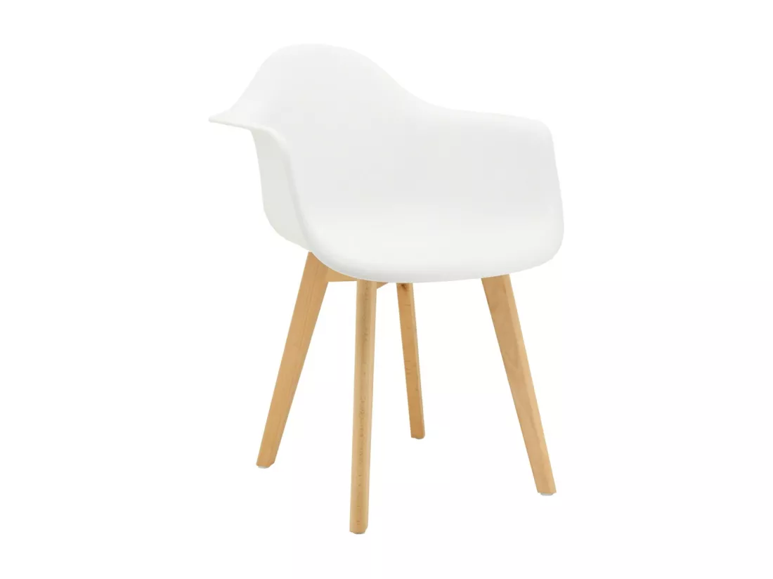 Fauteuil en polypropylène et bois de hêtre Blanc