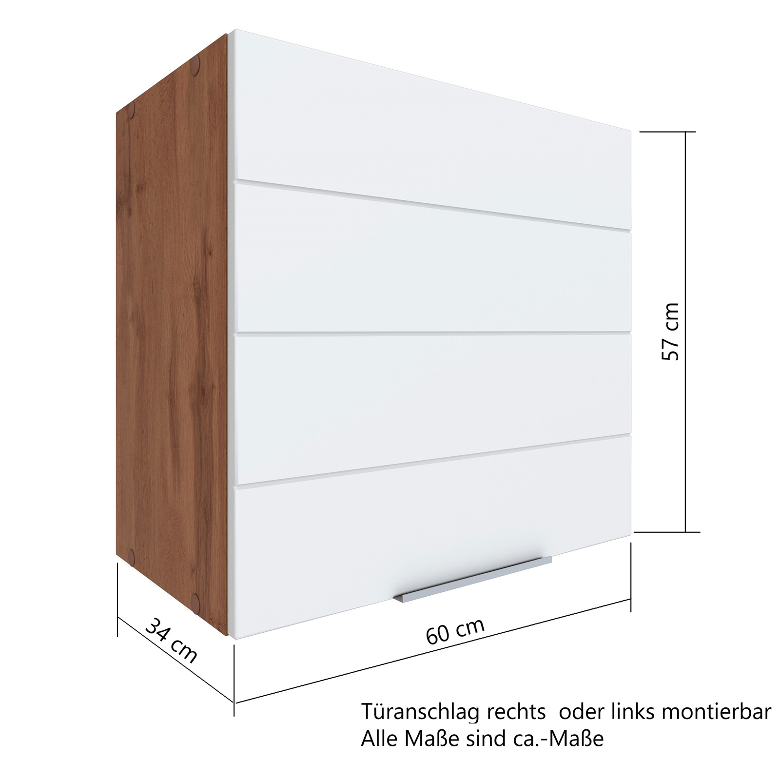 Hängeschrank FLORENZ - Wotaneiche-grau matt - 60 cm