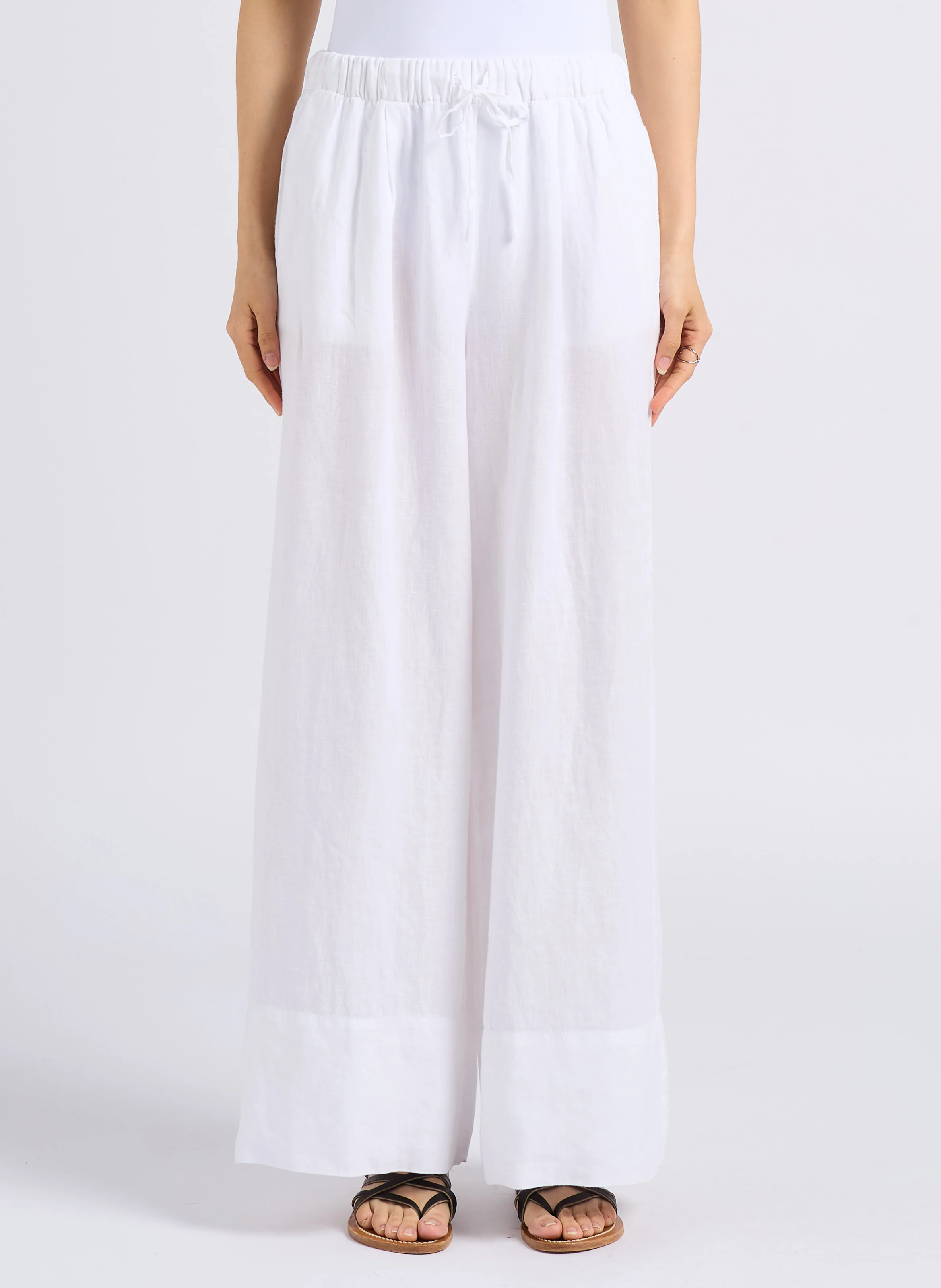 PRINCE - Pantalon large en lin | Blanc