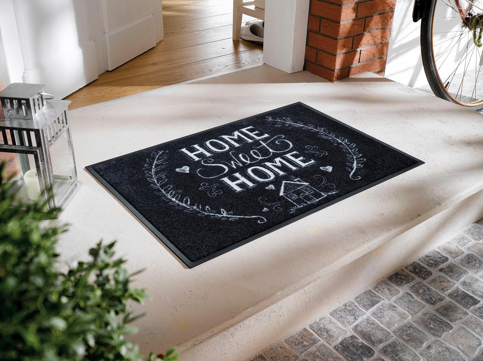 wash+dry by Kleen-Tex Fussmatte »Chalky Home« rechteckig 7 mm Höhe Schmutzfangmatte, mit Spruch, rutschhemmend, waschbar