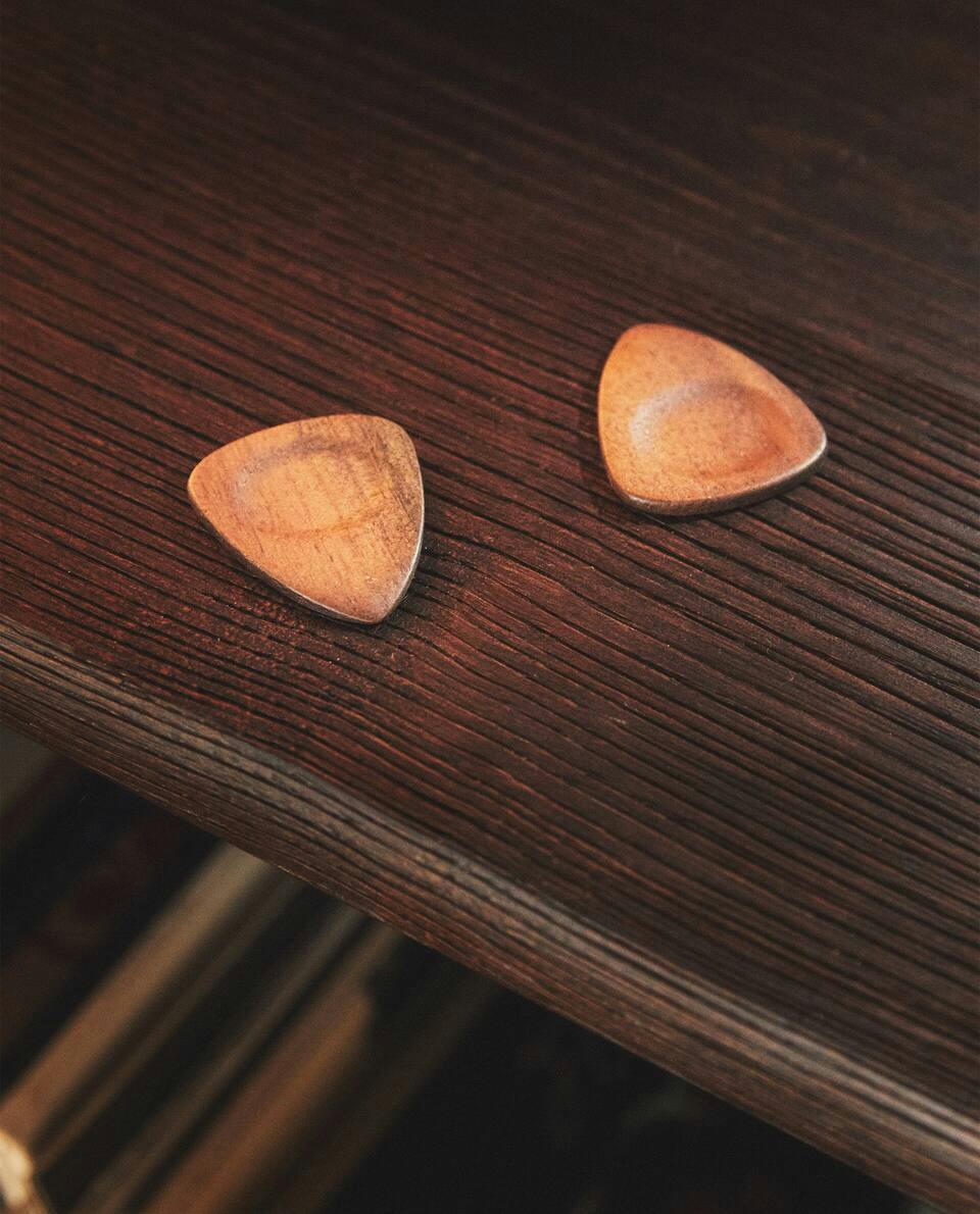 PACOTE DE PALHETAS DE MADEIRA PARA GUITARRA (PACOTE COM 2)