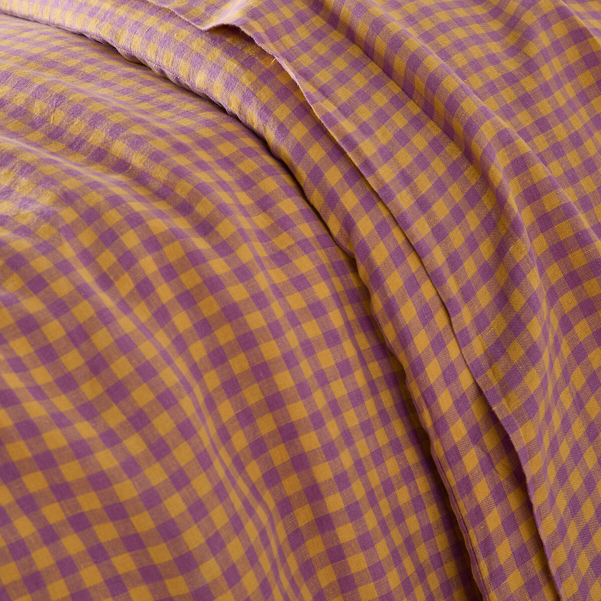 LA REDOUTE INTERIEURS<br>Capa de edredão em linho lavado, Acélie lavanda/ocre