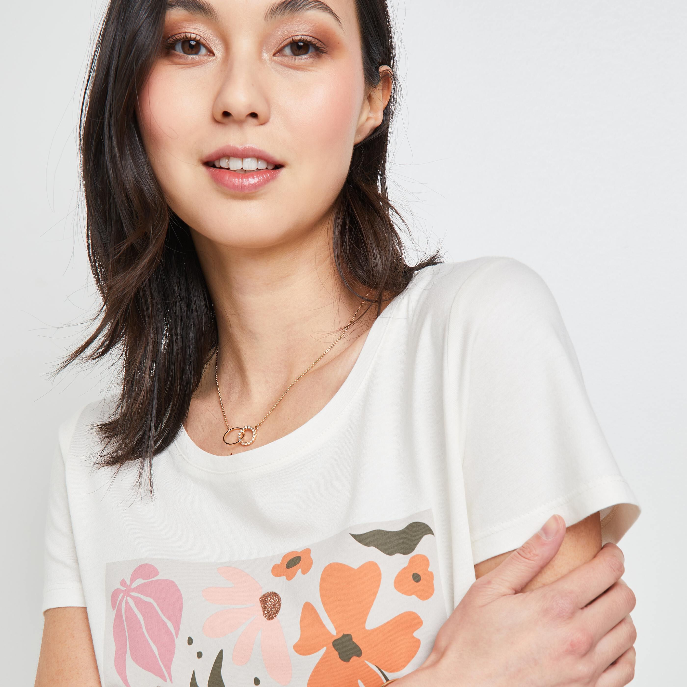 Tshirt imprimé femme - BLANC CASSE