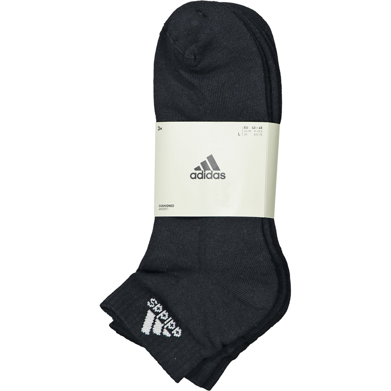 Adidas Unisex-Quartersocken Cushioned, 3 Paar 43-45, schwarz