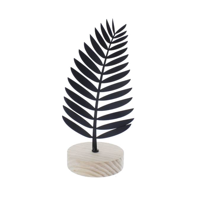 Standdeko - Blatt - schwarz/braun - ca. 14 x 11 x 28 cm
