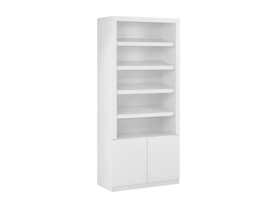 Meuble à chaussures 5 niches et 2 portes avec LEDs en MDF - Blanc - DOLMINA