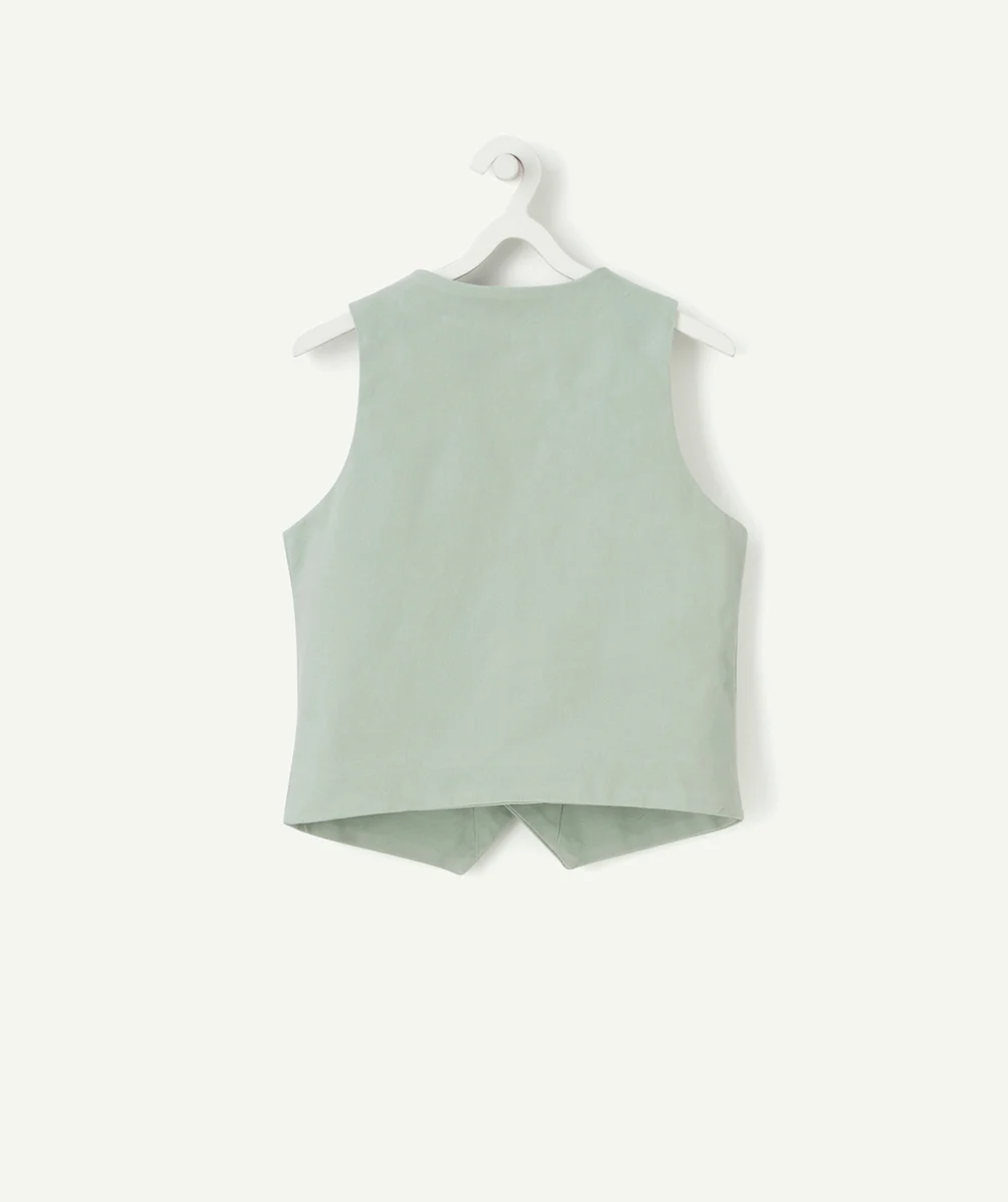 VESTE SANS MANCHE GARÇON VERT D'EAU AVEC BOUTONS