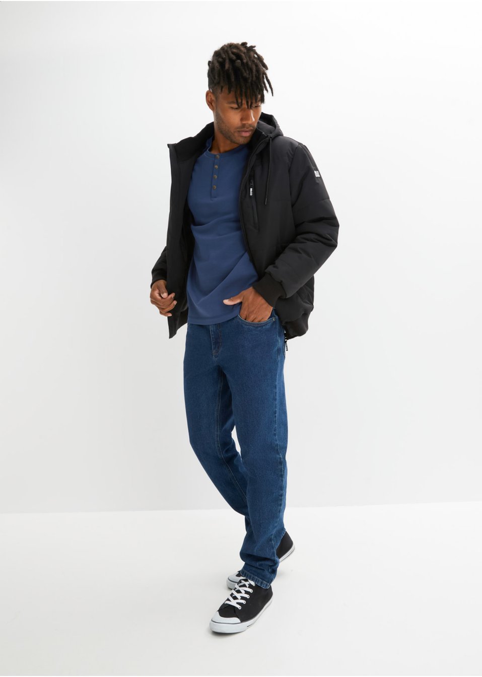 T-shirt col Henley, manches longues