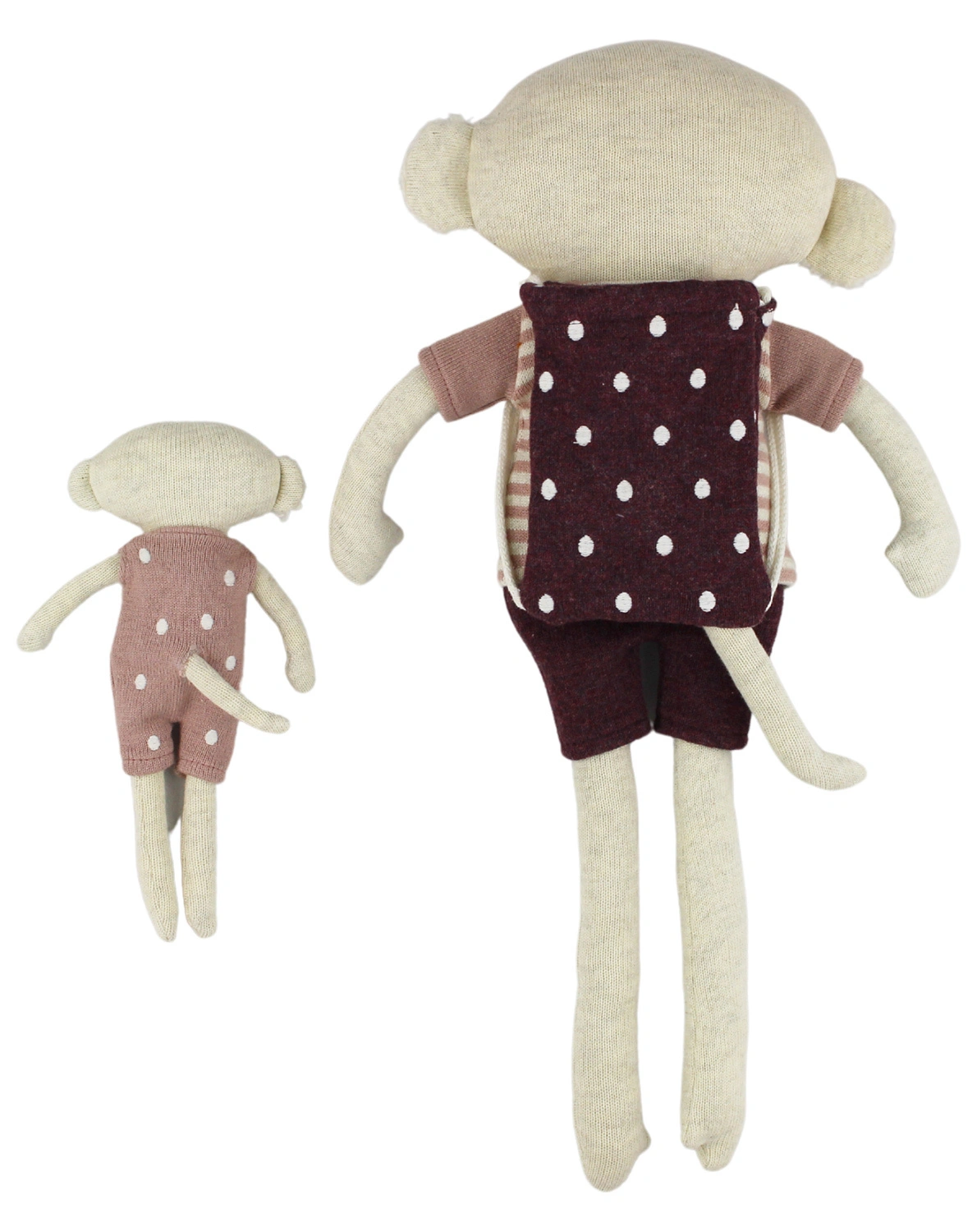 Kuscheltier AFFE MIT BABY (60cm) in rot/aubergine