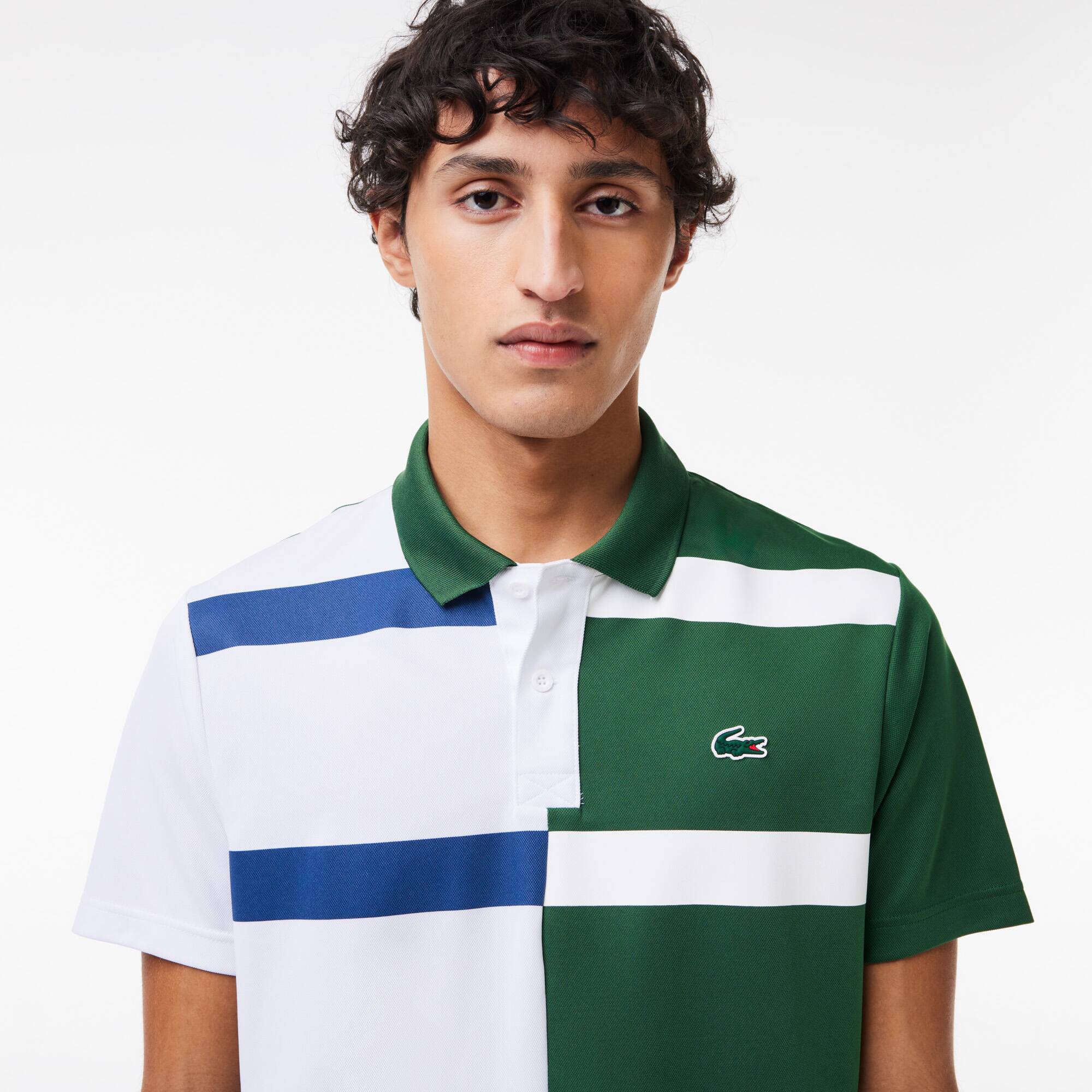 Ultra-Dry Tennis-Poloshirt mit Colour-Block-Streifen Kurze Ärmel - Weiss - Lacoste - Herren