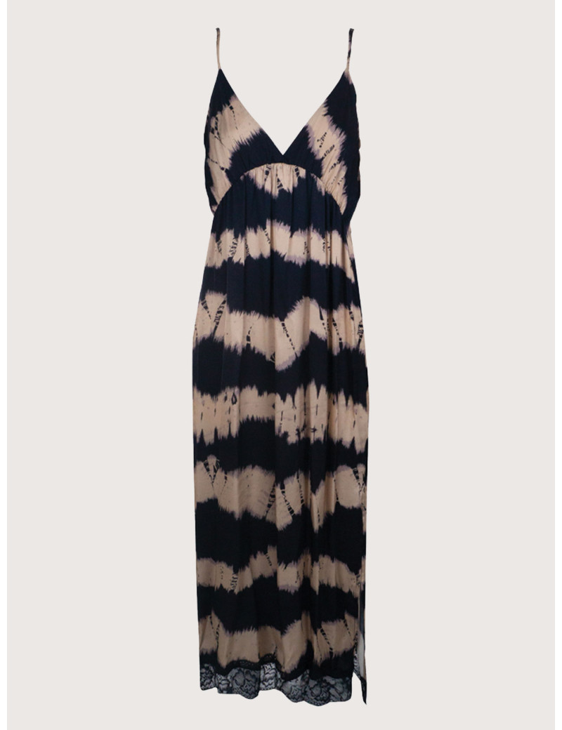 DIXIE ROBE LONGUE VISCOSE FINES BRETELLES IMPRIMÉ SABLE