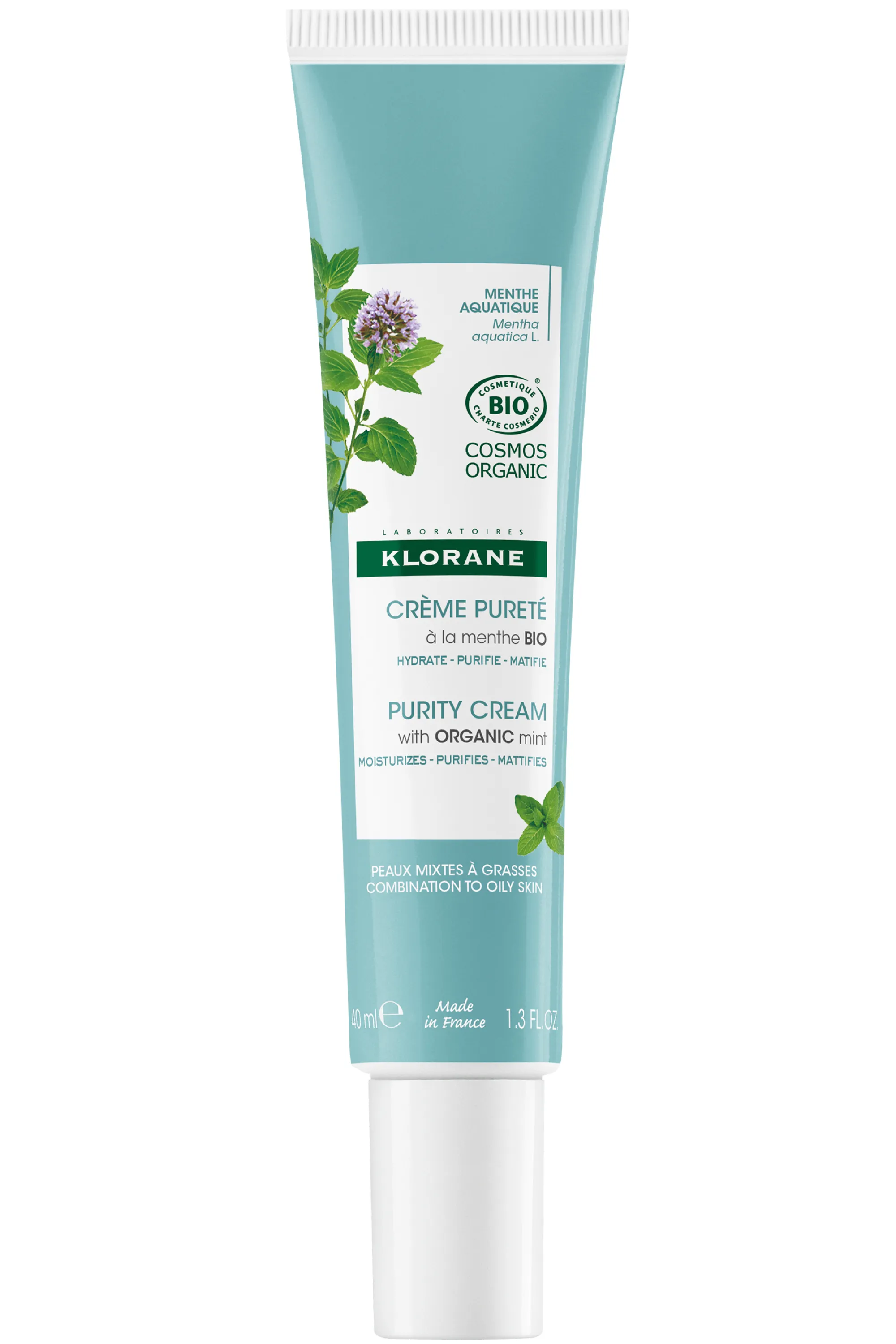 Klorane Crème pureté à la Menthe aquatique bio-40 ml