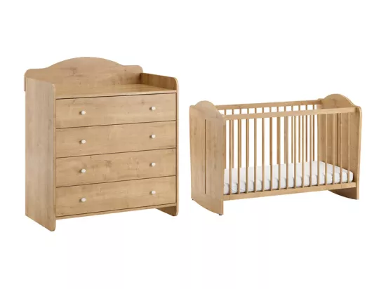 Lit bébé 60x120 et commode à langer Megeve Bois