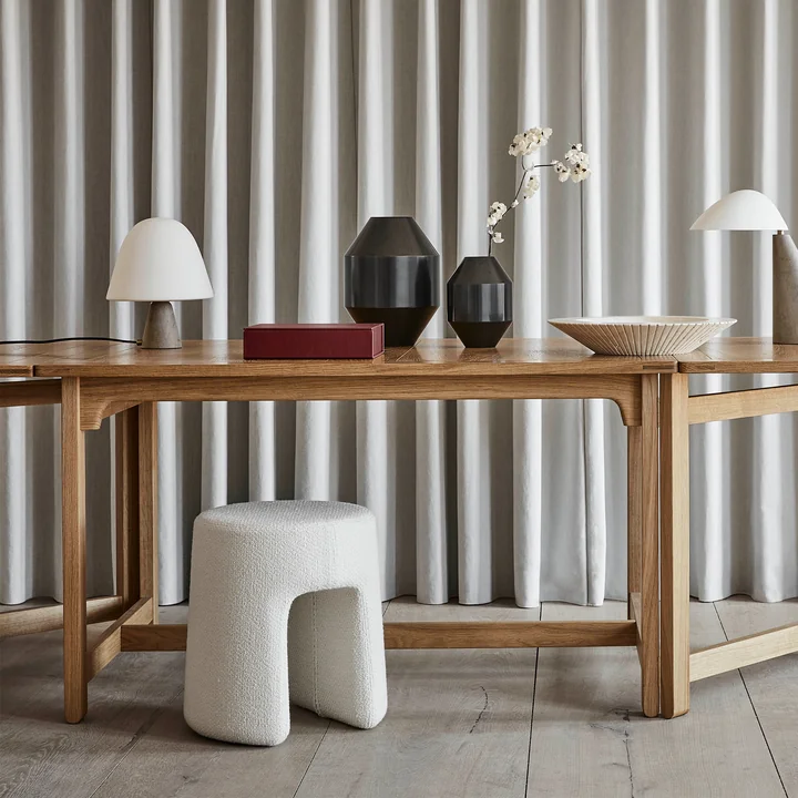 Fredericia - Sequoia Pouf Ø 40 cm, weiss (Bouclé)