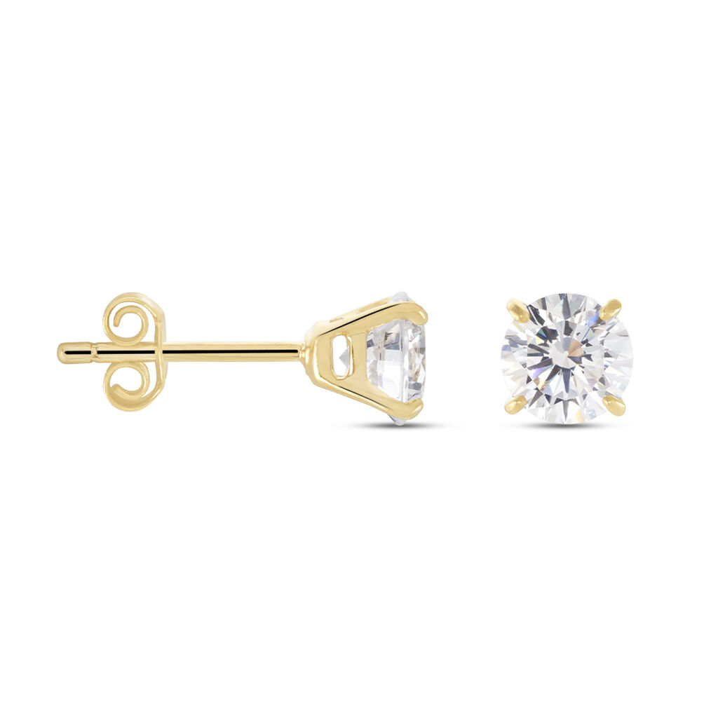 Boucles D'oreilles Puces Plaqué Or Ngonde Oxydes De Zirconium
