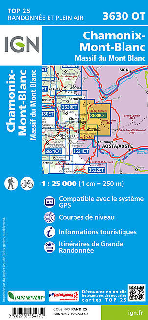 IGN - TOP25 3630OT CHAMONIX MONT BLANC 1 25 000