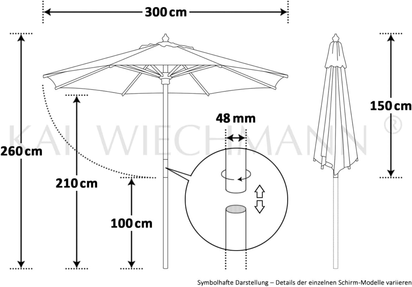Kai Wiechmann Sonnenschirm 300 cm edel Windauslass UV-Schutz 50+