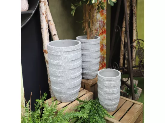 3 Cache-pots grandes tailles plante extérieur béton gris 44-55-65cm