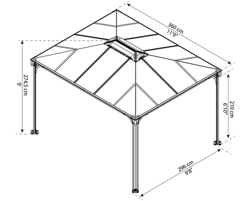 Gazebo Palram – Canopia Martinique 3600 295 x 360 cm antraciet