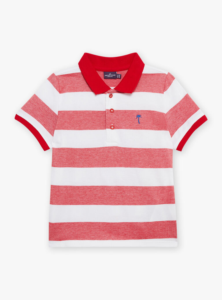 Polo rouge à imprimé à rayures