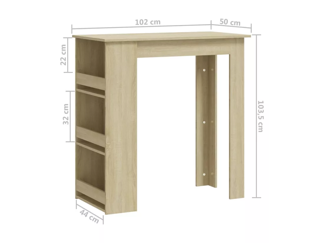 Table de bar avec rangement Chêne sonoma 102x50x103,5 cm