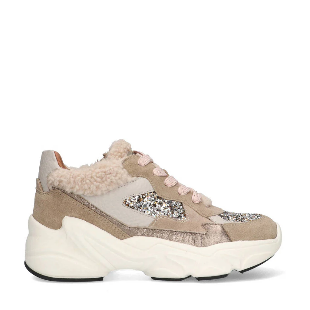 Braqeez Fenna Foamchunky suède sneakers taupe