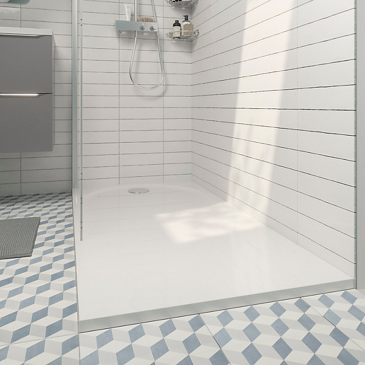 Receveur de douche 80 x 140 cm, résine, blanc, GoodHome Cavally