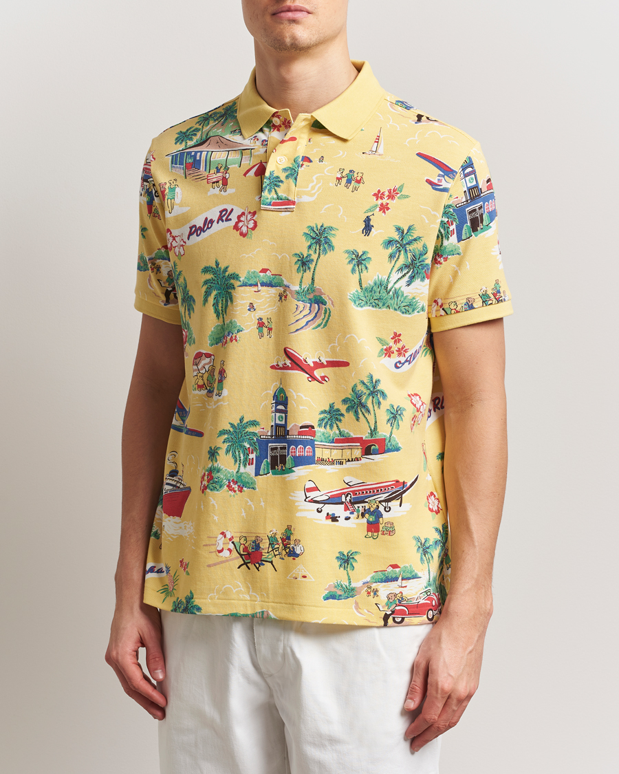 Polo Ralph Lauren Printed Mesh Polo Holiday Bear Yellow