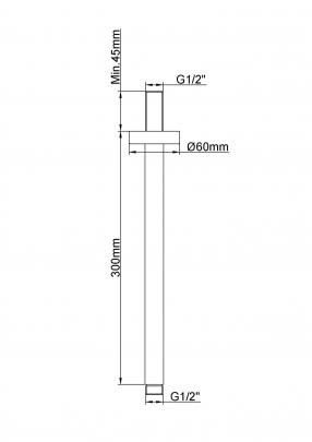 Mueller Cobre douchearm plafondbevestiging 30cm geborsteld koper