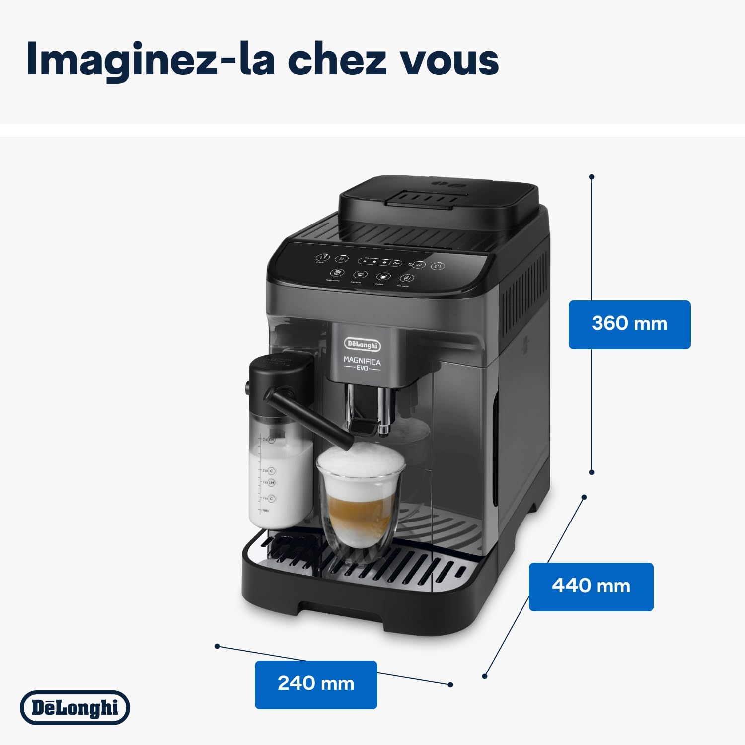 De'Longhi Magnifica Evo Machine a Café Grain ECAM292.81.B, Machine Expresso et Cappucino, 1.8L, 1450W, Noir