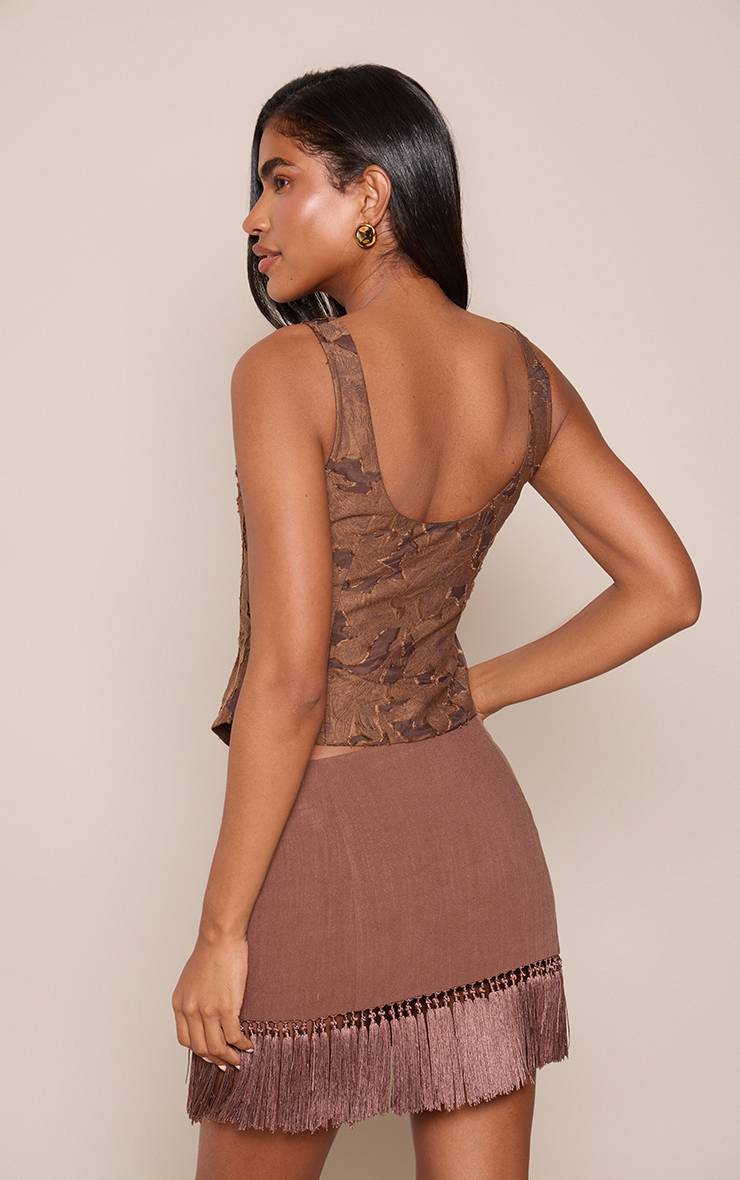 Chocolat Corset Tissé Léger Texturé
