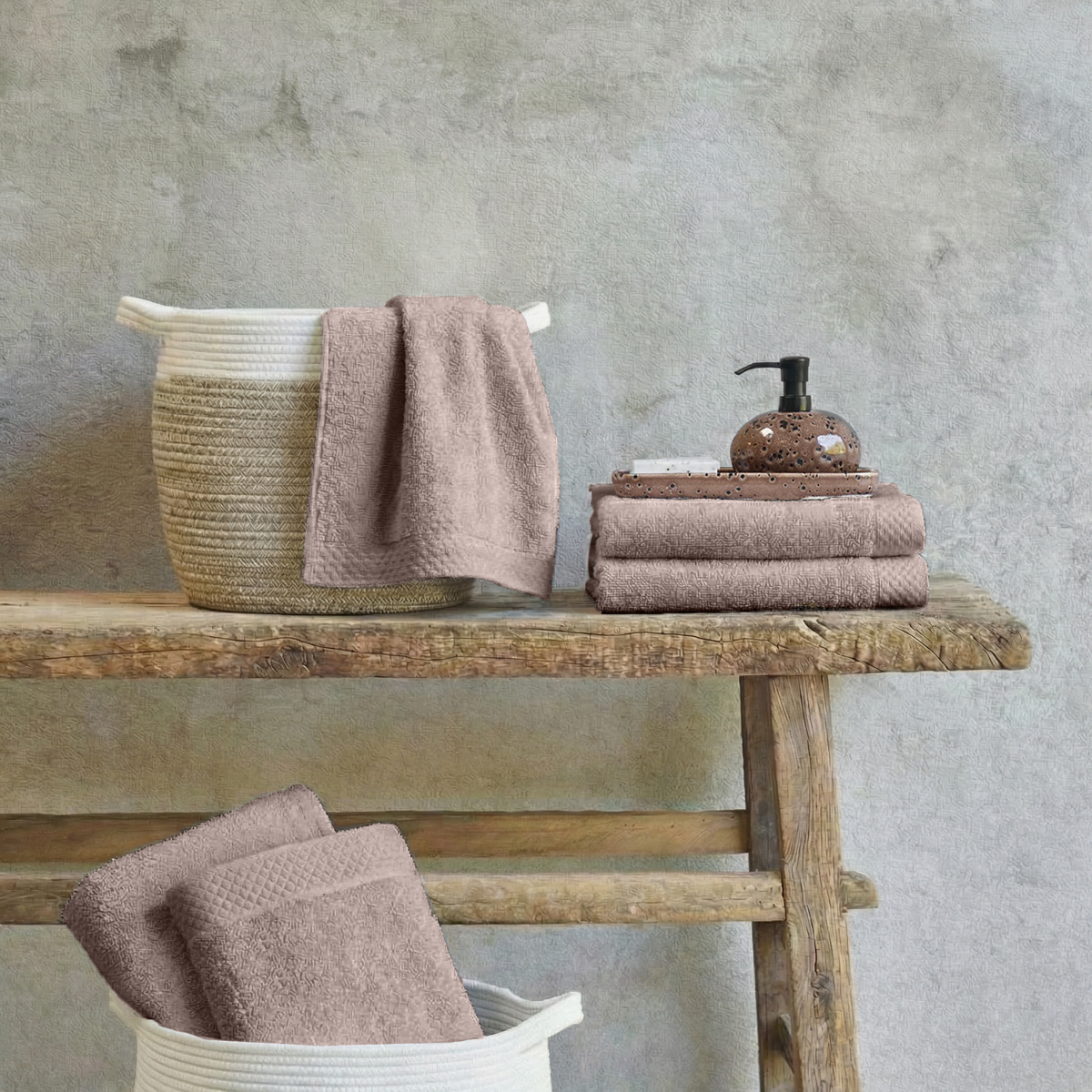 Eleganzzz Badstof Badlaken 100% Katoen 70x140cm - taupe - Set van 12