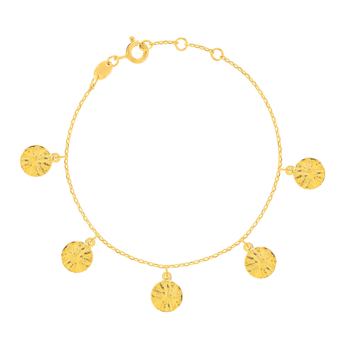 Bracelet plaqué or médailles martelées 18 cm