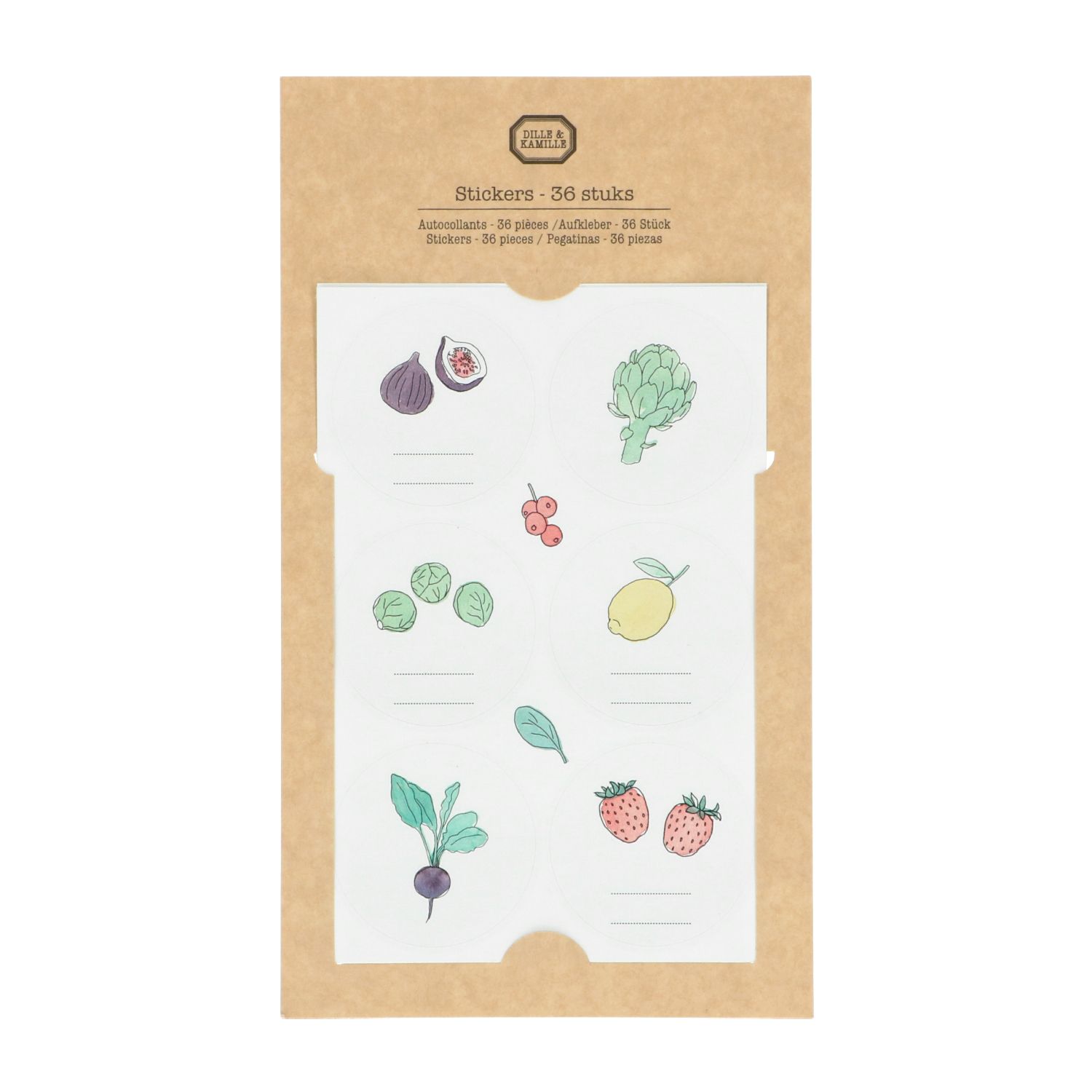 Stickers, groente en fruit, 6 vellen
