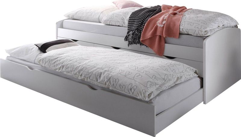 Nasri - Kajuitbed - Wit - Hout - Inclusief Bedlade en Opberglades