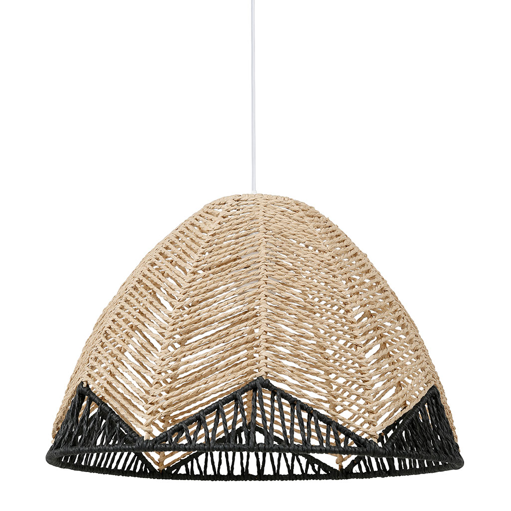 Suspension dôme métal et papier tressé naturel 40x26x38cm