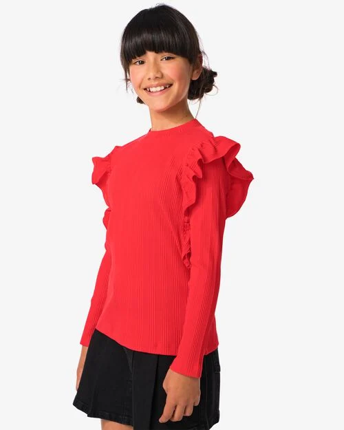 t-shirt enfant côte avec volant rouge