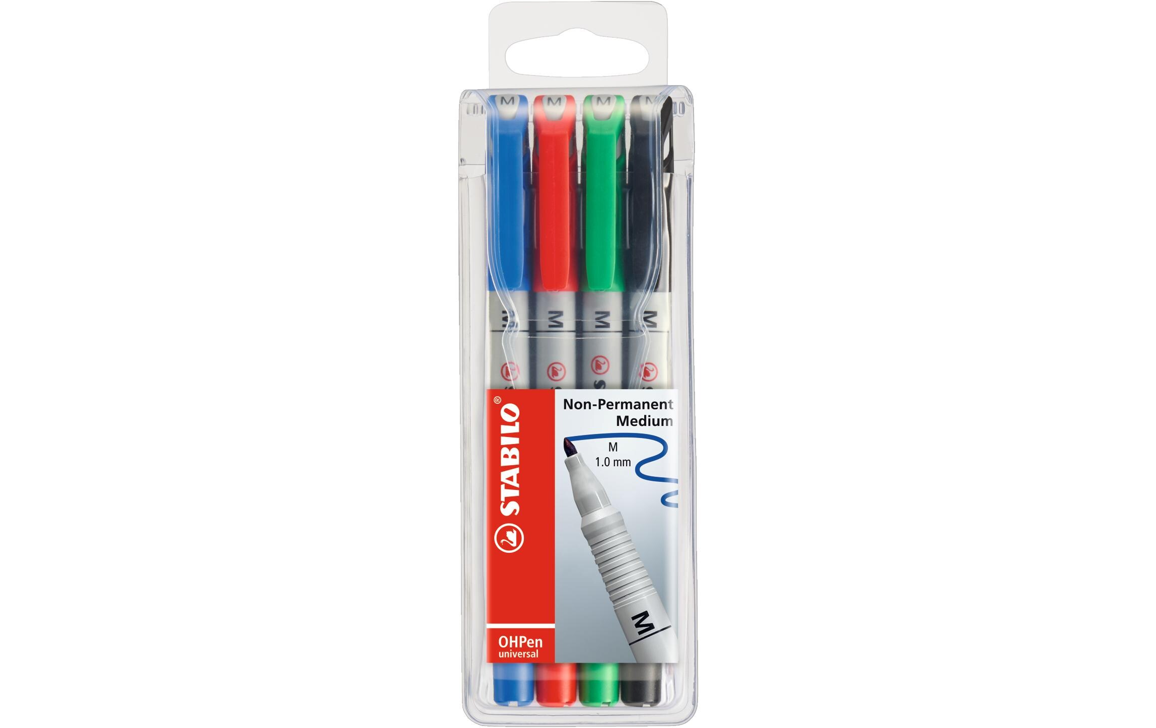 Folienstift OHPen universal M 4 Stück, MehrfarbigOHP Etui mit wasserlöslichen Folienstiften