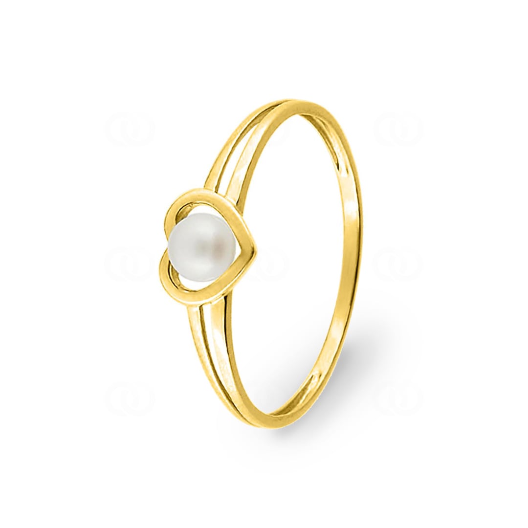 Damenring 750/18 K Gelbgold Herz mit Süsswasserzuchtperle Ø 3.5mm