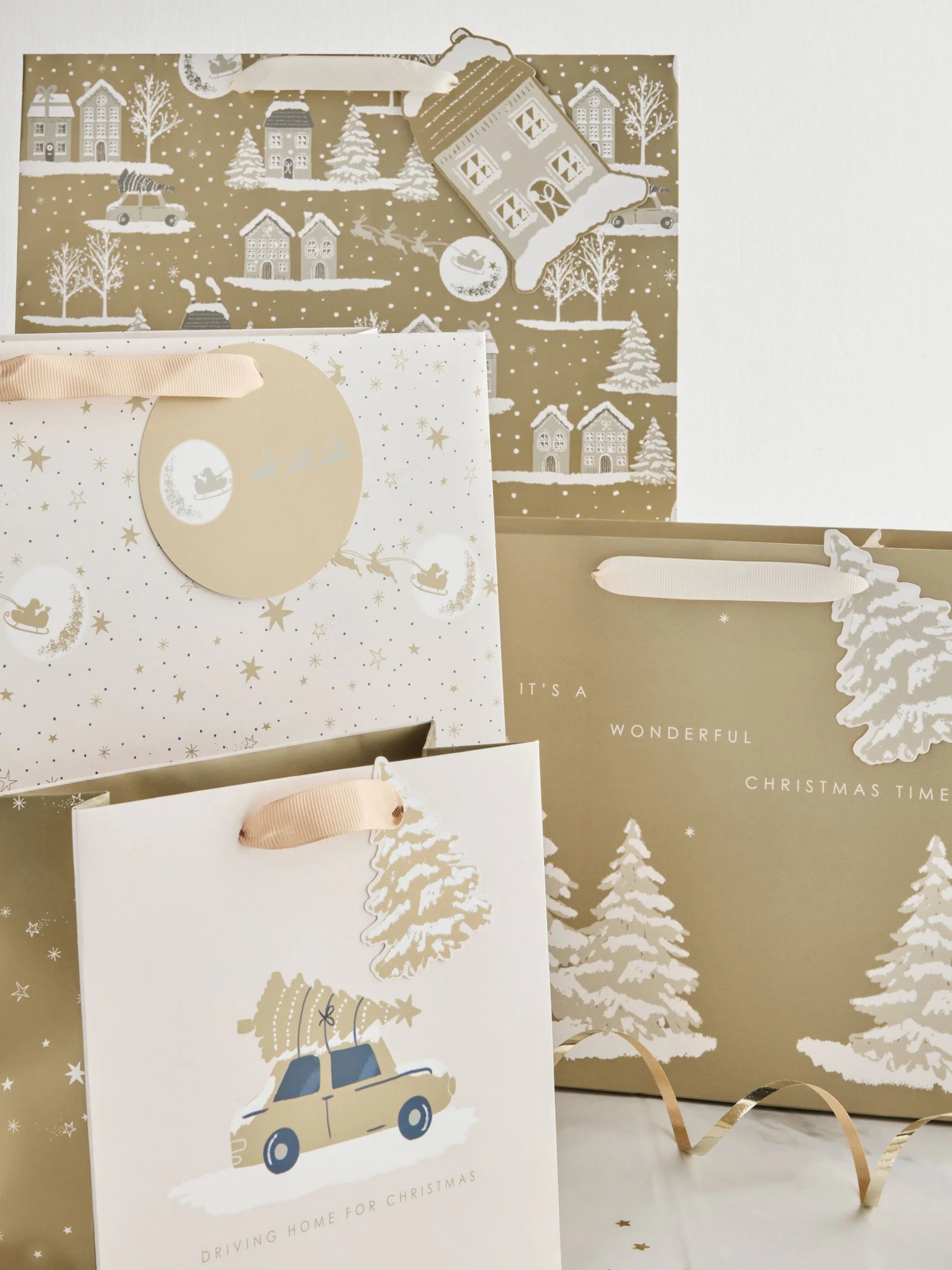 Cadeautassen met kerstmis-print