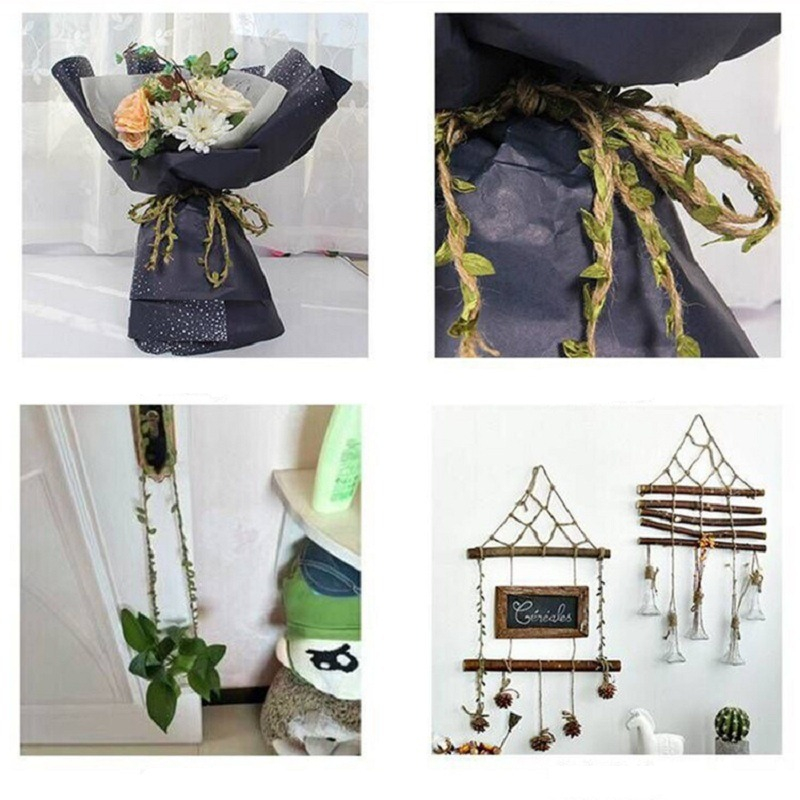 (5m) Geschenkband Jute Blätter Deko Band - Silber