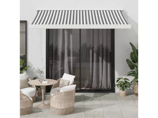 Auvent rétractable anthracite et blanc 3,5x2,5m tissu/aluminium
