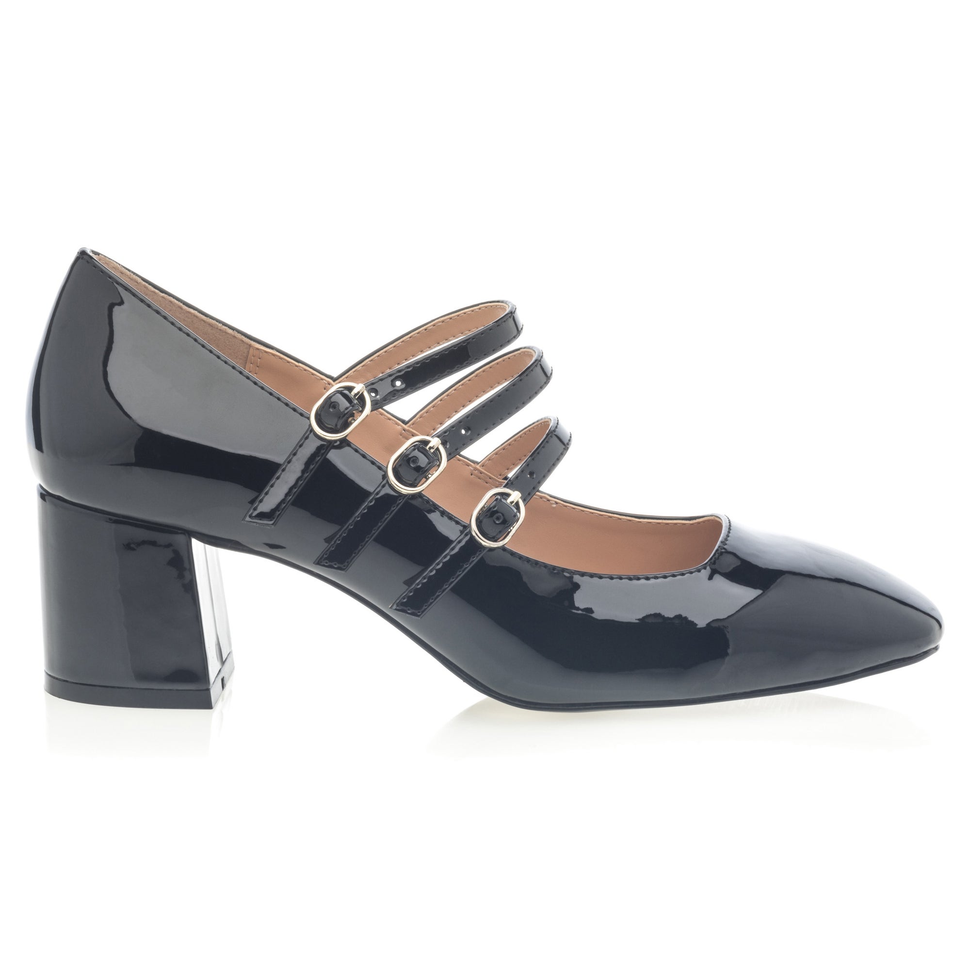 Babies à talon Femme noir vernis