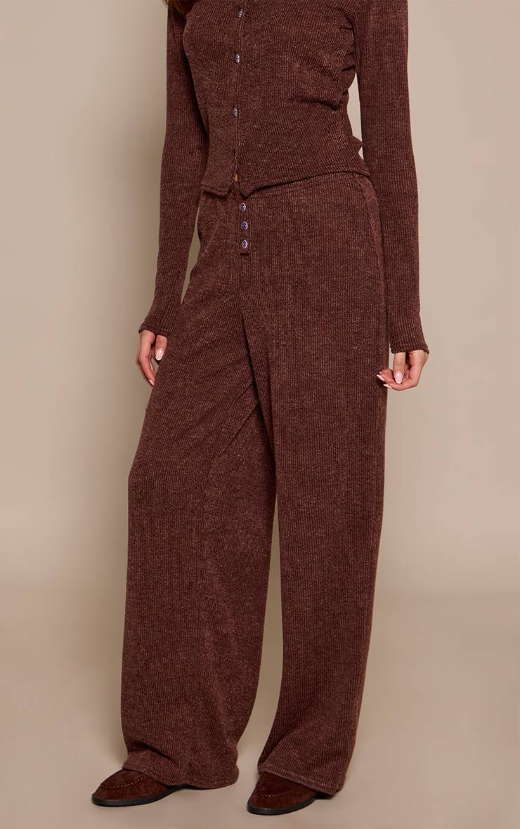 Marron Foncé Pantalon Décontracté Côtelé Chiné