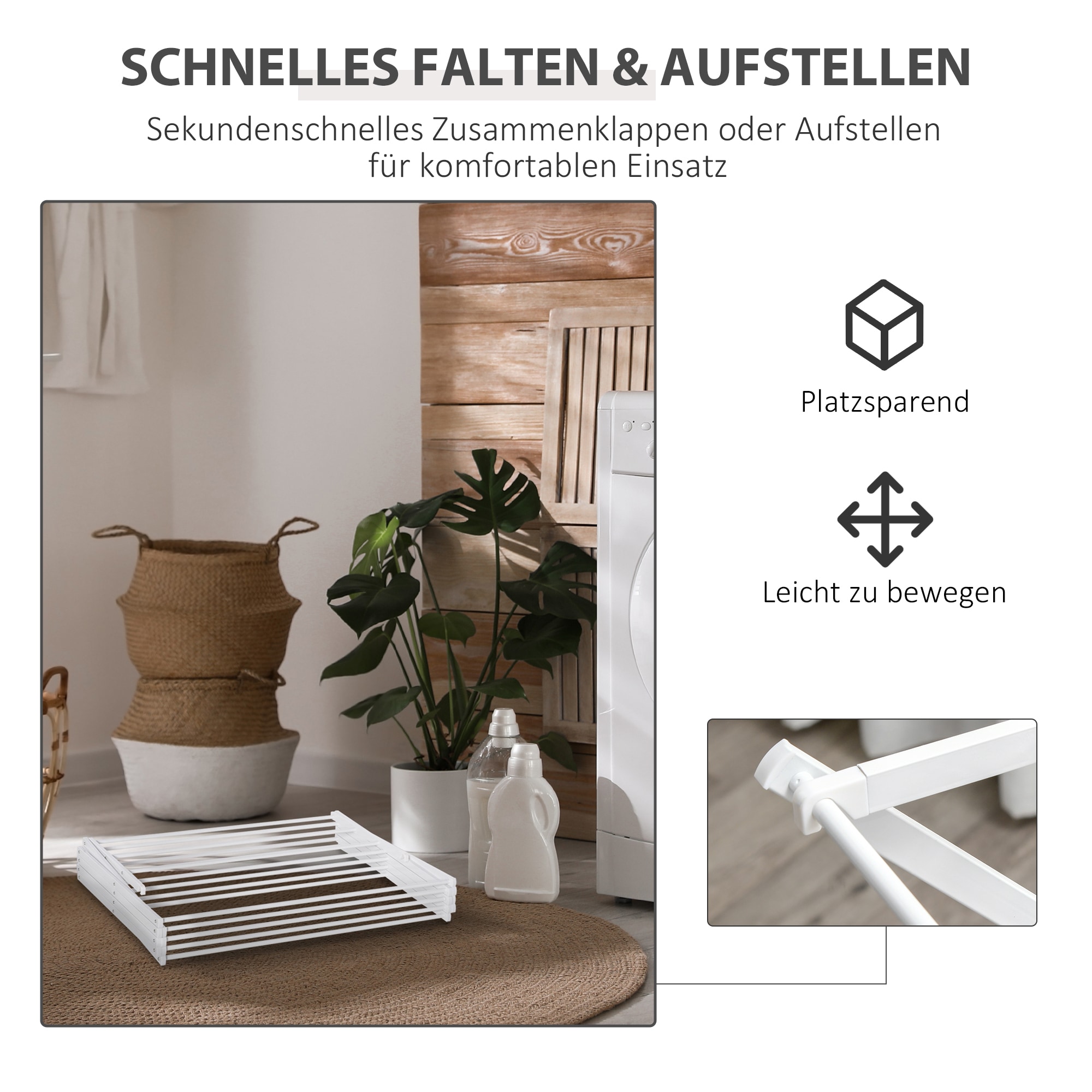 HOMCOM Wäscheständer mit 8 Ebenen weiß 74 x 35 x 144 cm (LxBxH)